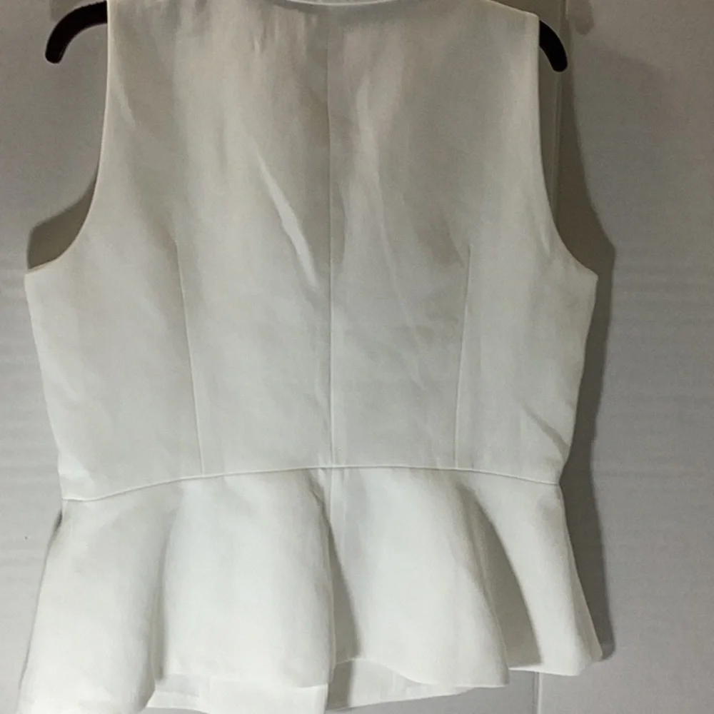 Self-Portrait Button up vest top sleeveless with placket in white